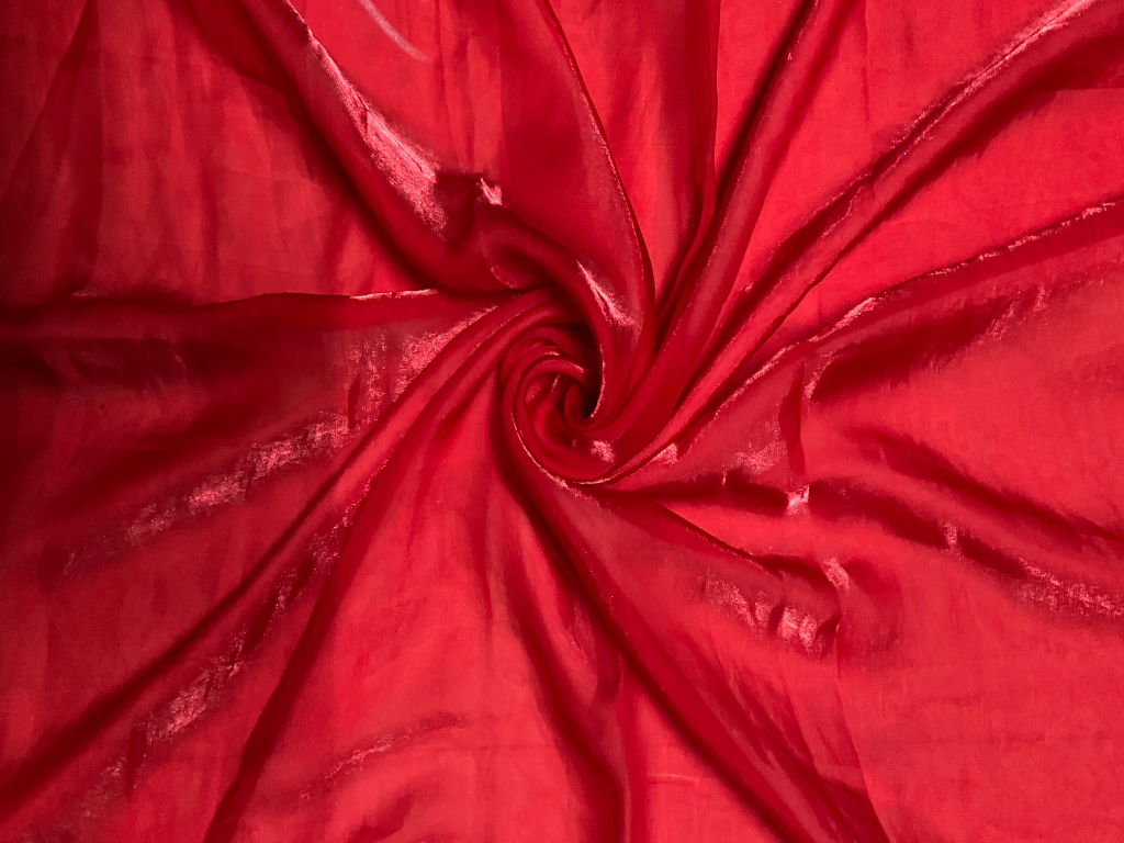 Luxuries Vibrant Red Heavy Fendi Silk