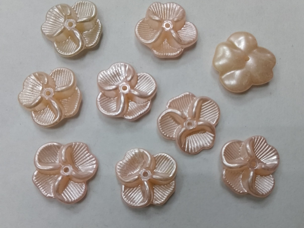 Cream Flat Flower Plastic Beads- 22 mm