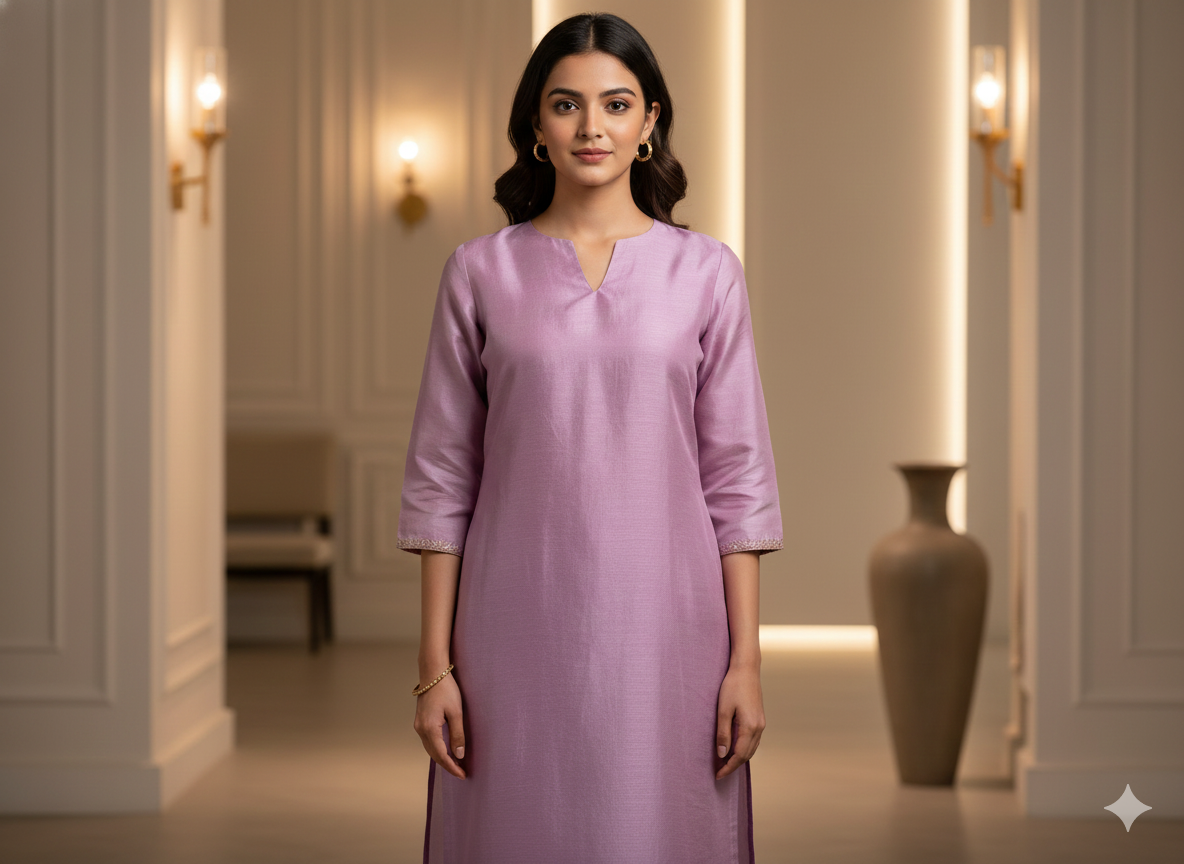 Lavender Plain Bangalore Raw Silk Fabric  (Wholesale)