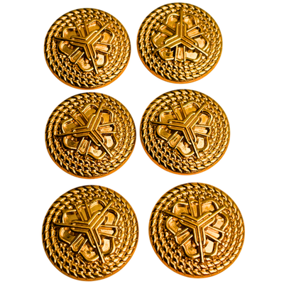 Pure Golden Regal Floral Motif Antique Design Round Shank Metal Button