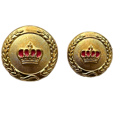 Pink & Golden King and Queen Crown Design Round 1 Hole Metal Buttons