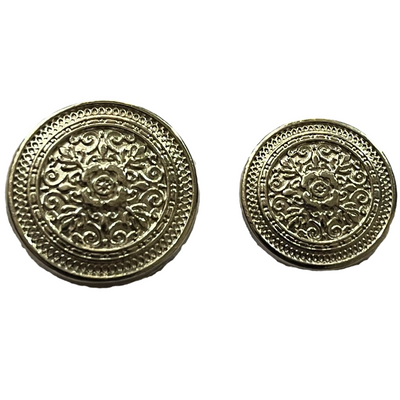 Pure Silver Color Eye Catchy Floral 1 Hole Round Metal Buttons