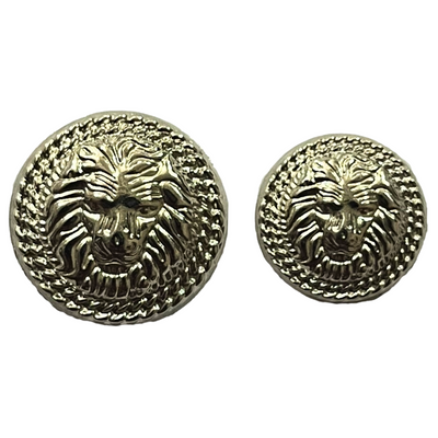 Pure Silver Color Fearless Lion Face Shaped 1 Hole Round Metal Buttons