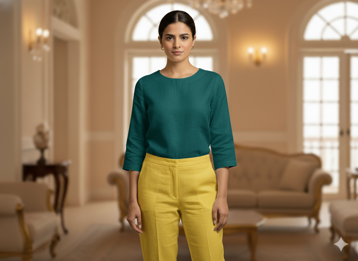 चमकीले पीले रंग का शुद्ध लिनन कपड़ा - 60 ली