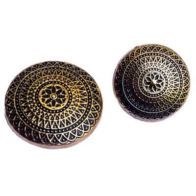 Black & Golden Color Elegant Traditional Designer Round 1 Hole Metal Buttons