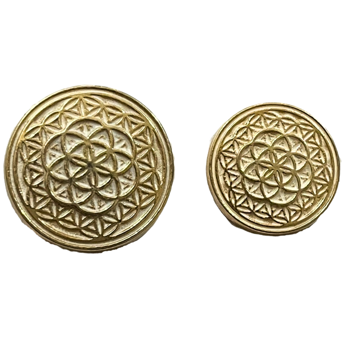 White Golden Color Mandala Design Round 1 Hole Metal Buttons