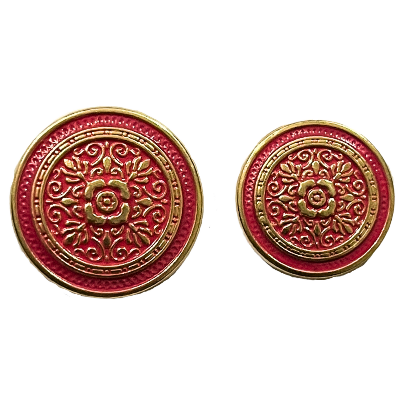 Pink & Golden Eye Catchy Floral 1 Hole Round Metal Buttons