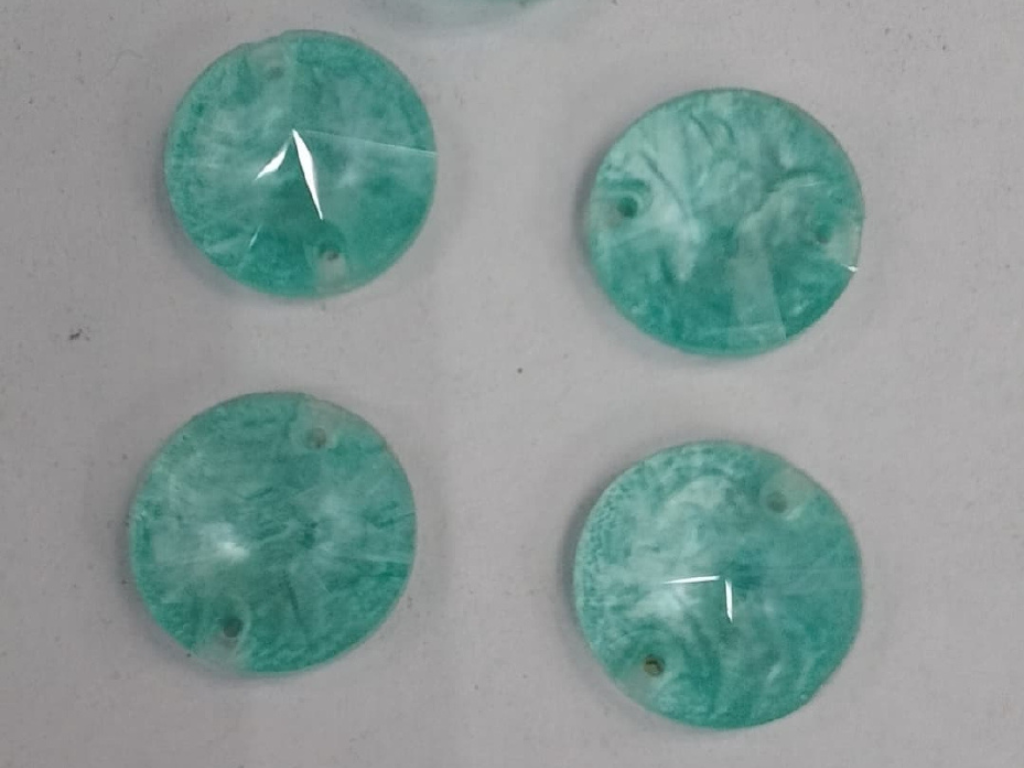 Turquoise Round 2 Hole Glass Stones