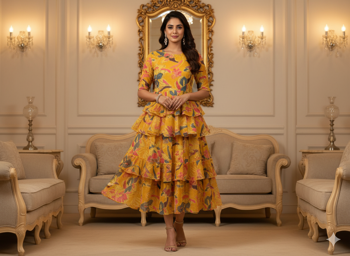 Yellow 100 % Pure Mul Mul Cotton Chikan Embroidered Fabric