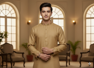 खाकी शुद्ध लिनन 60 ली कपड़ा