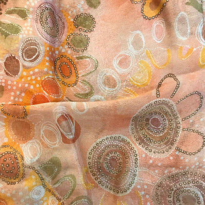 Peach Geometrical Viscose Chiffon Chinon Print Fabric (Wholesale)