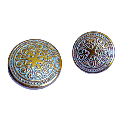 White & Golden Color Traditional Designer 1 Hole Metal Buttons