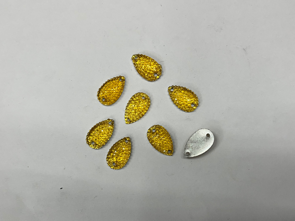 Golden Drop 2 Hole Flat Back Plastic Stones