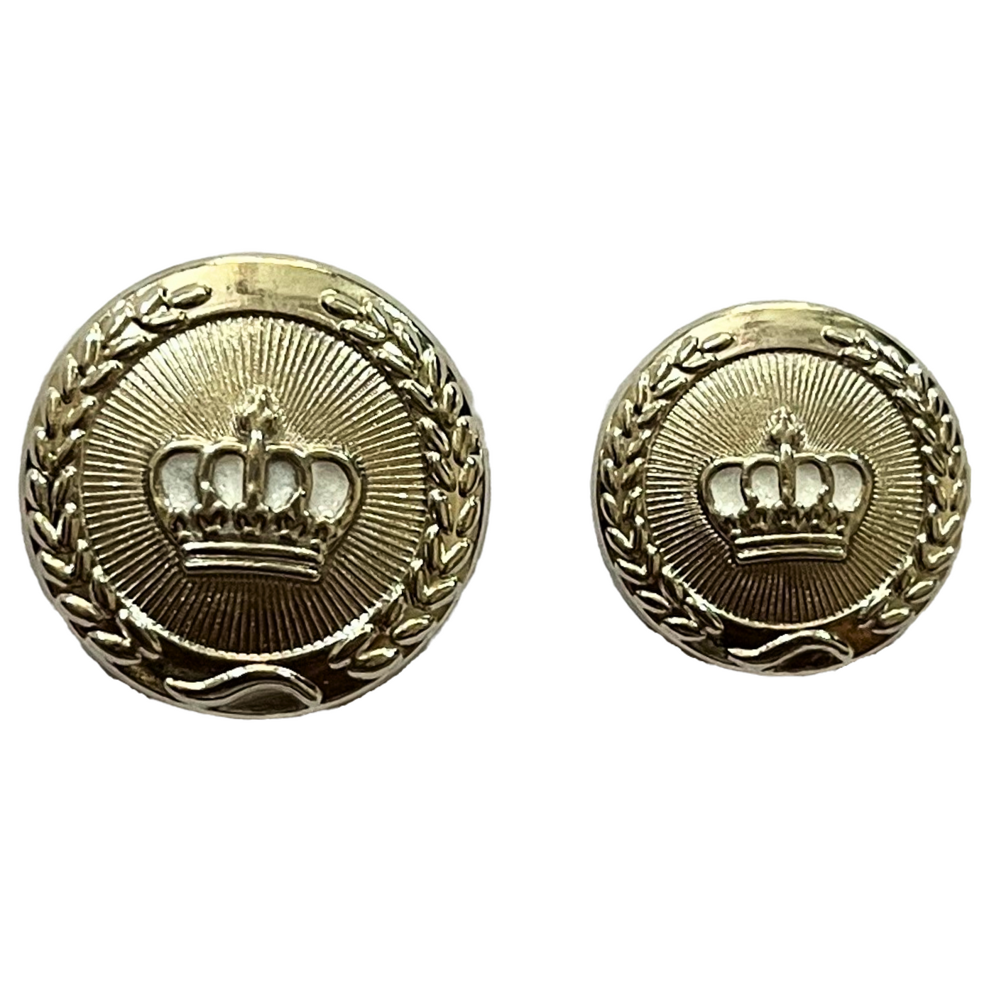 White & Silver King and Queen Crown Design Round 1 Hole Metal Buttons