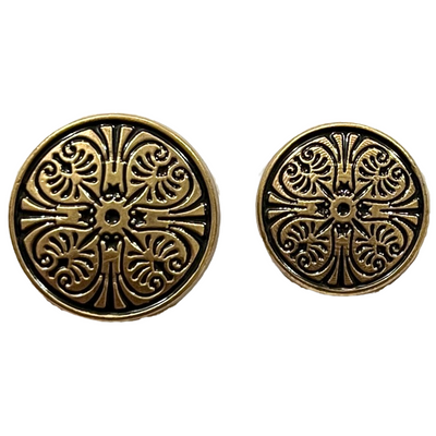 Matte Gold & Black Color Engraved Designer 1 Hole Metal Buttons