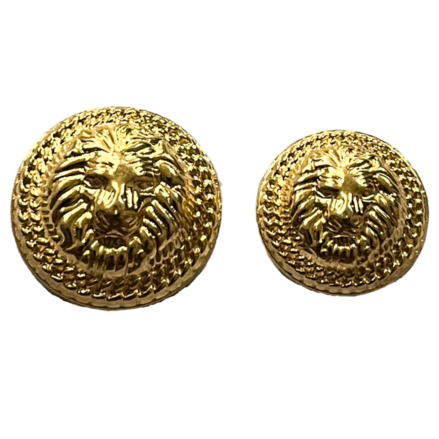 Pure Golden Color Fearless Lion Face Shape 1 Hole Round Metal Buttons