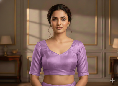 लैवेंडर प्लेन बैंगलोर रॉ सिल्क फैब्रिक