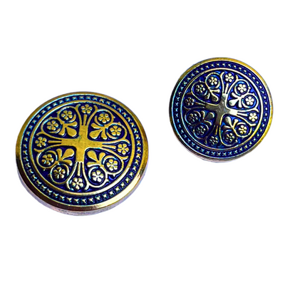 Blue & Golden Color Traditional Designer 1 Hole Metal Buttons