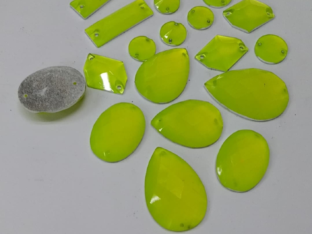 Parrot Green Assorted 2 Hole Plastic Stones