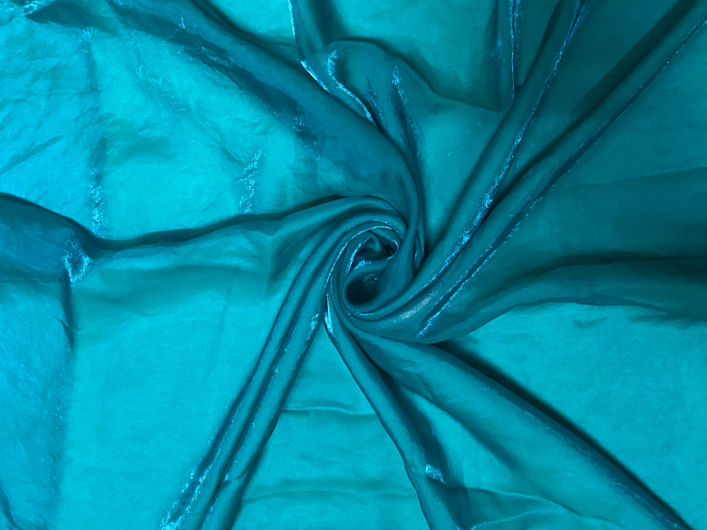 Luxuries Teal Blue Heavy Fendi Silk