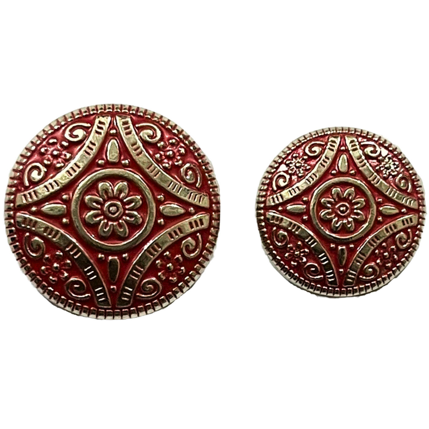 Red & Silver Color Attractive Regal Traditional 1 Hole Round Metal Buttons