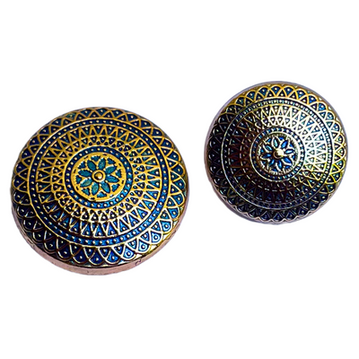 Blue & Golden Color Elegant Traditional Designer Round 1 Hole Metal Buttons