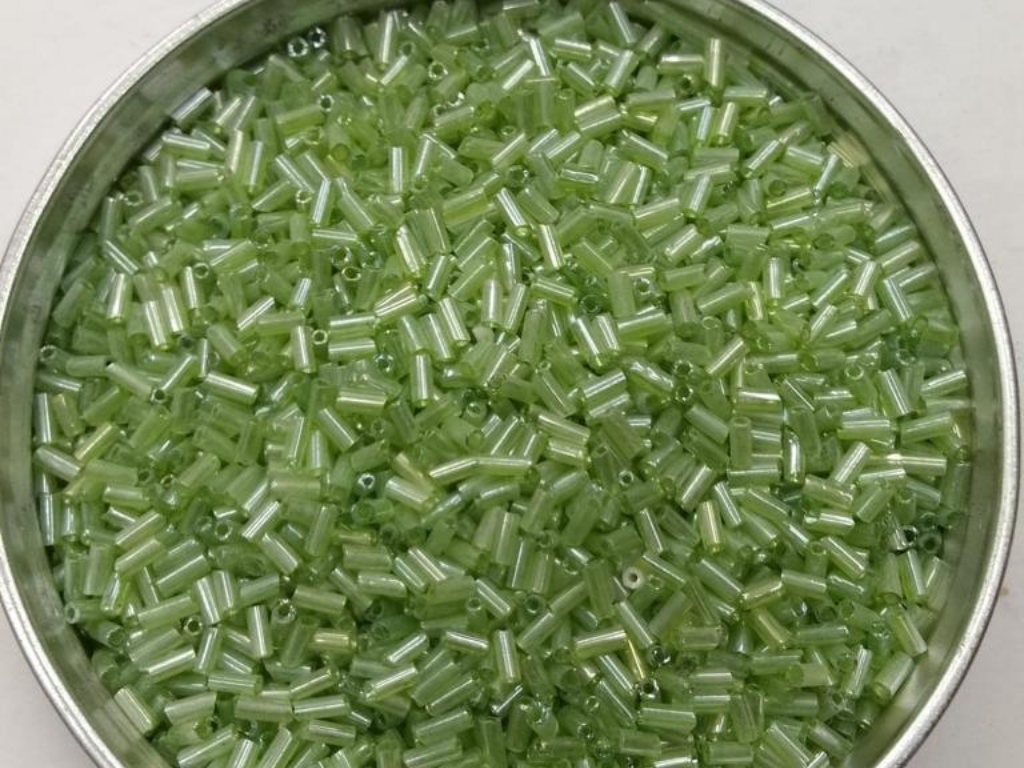 Light Green Lustre Pipe Glass Seed Beads- 4.5 mm