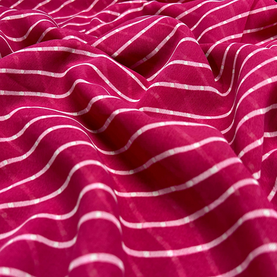 Pink Stripes Printed Georgette Fabric (Wholesale)