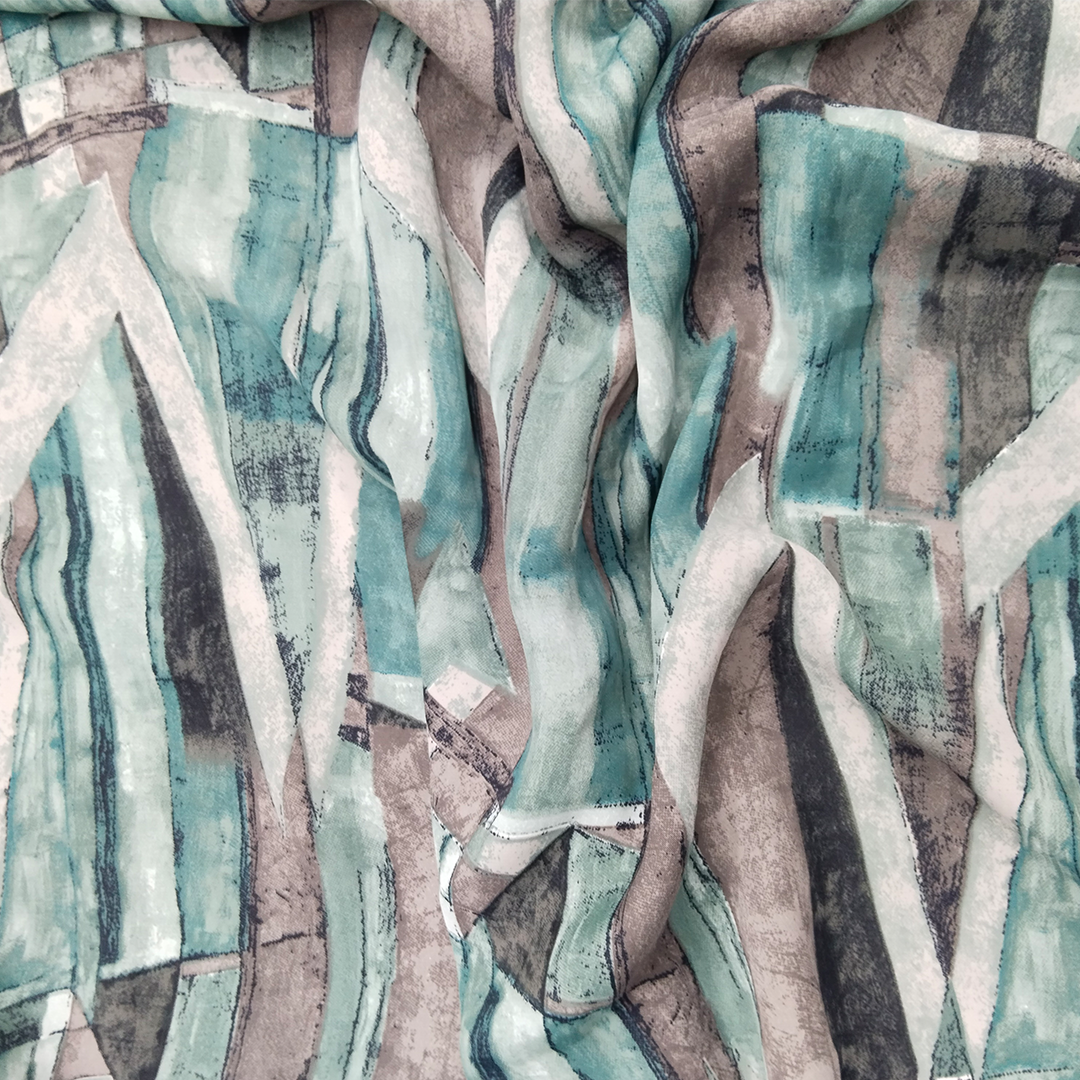 Green Shade Abstract Printed Georgette Fabric