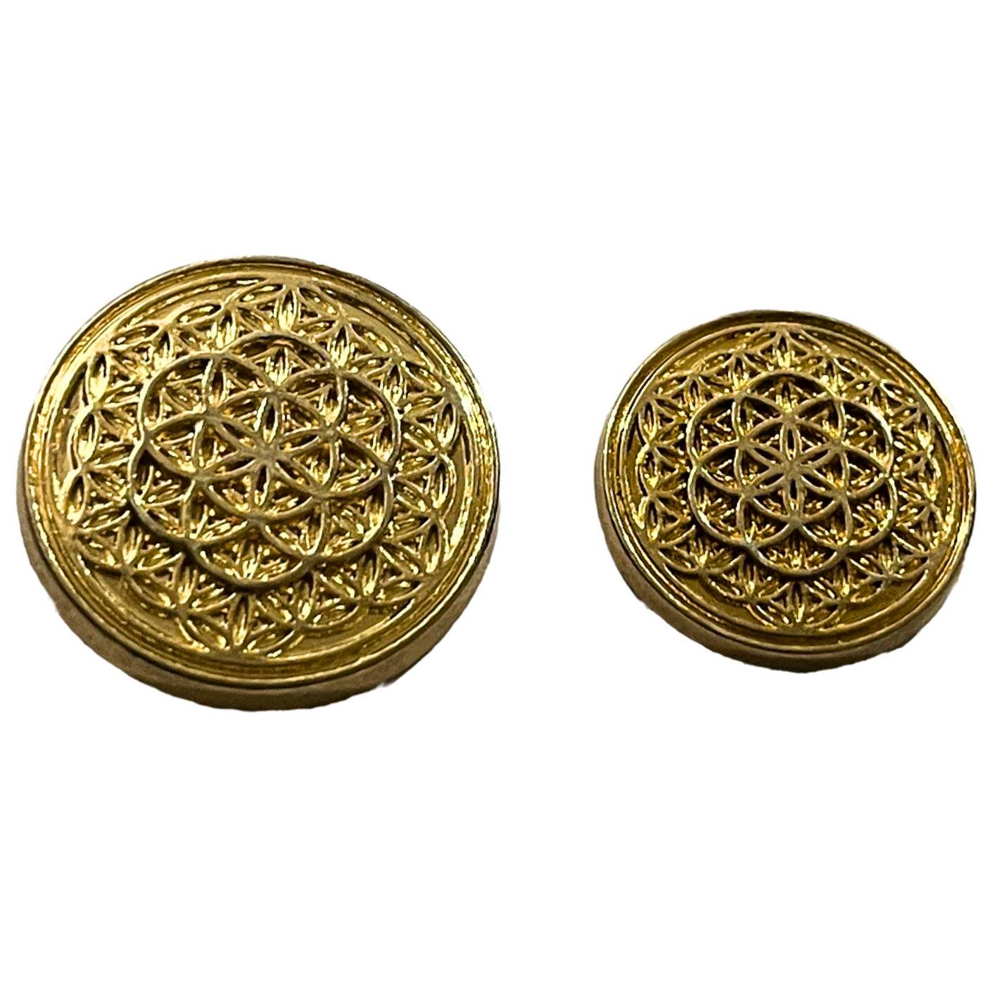 Pure Golden Color Mandala Design Round 1 Hole Metal Buttons