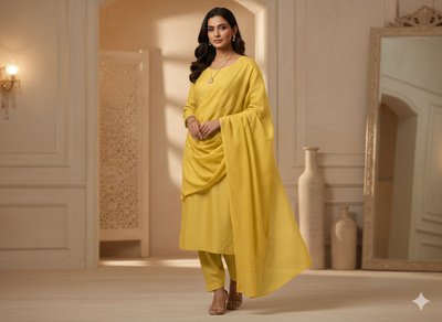 Leamon Yellow Plain 100% Pure Mul Mul Cotton
