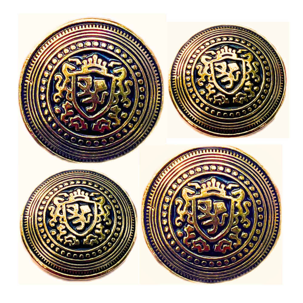 Golden & Black King’s Favourite Royal Crest Lion Shield Eye-Catchy Design Round Shank Metal Button Black and Golden Colour for Coat, Suit, Blazer, Sherwani, Nehru Jacket and for all Types of Clothes