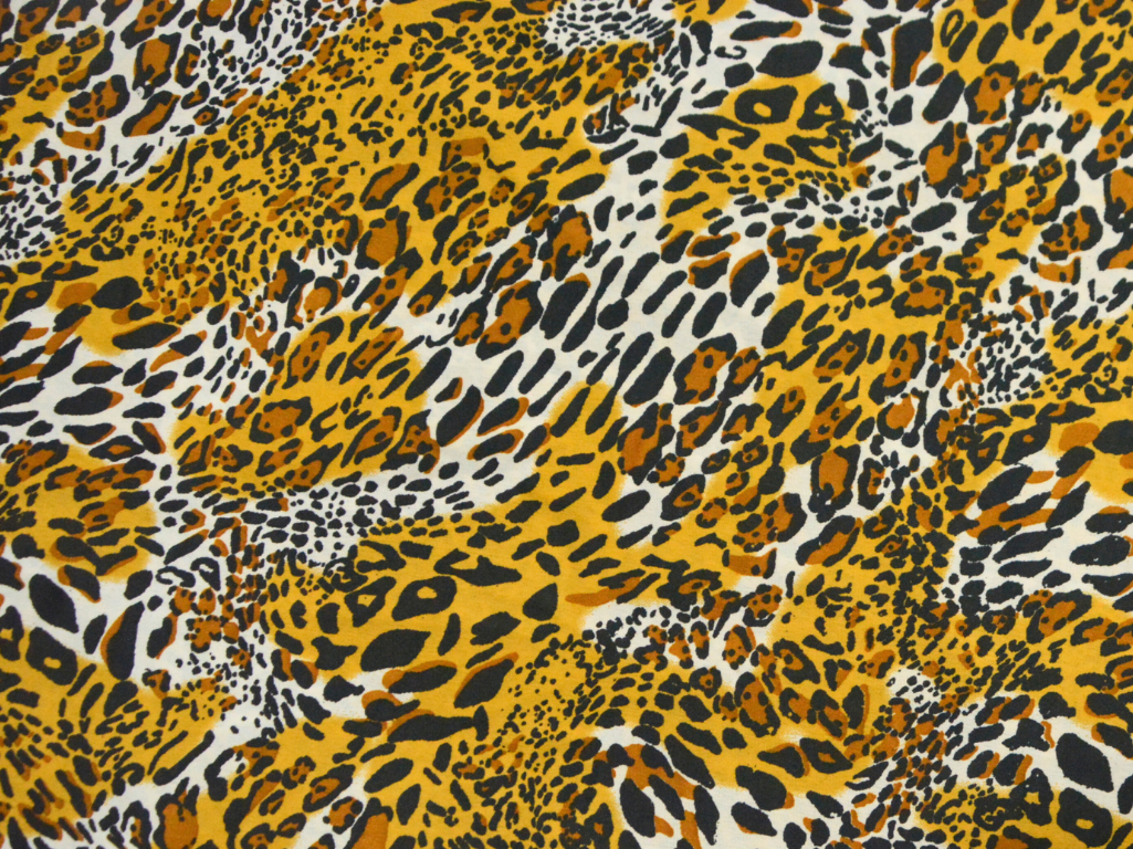 Yellow Leopard Digitally Printed Butter Crepe Fabric