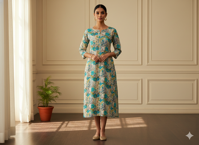 ऑफ व्हाइट एब्स्ट्रैक्ट पैटर्न शुद्ध मुल मुल कॉटन फ़ैब्रिक