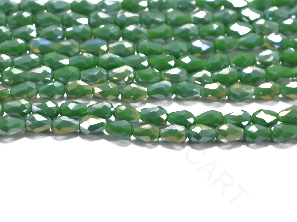 Lustrous Dark Green Opaque Drop / Briolette Crystal Beads | The Design Cart (4079157346338)