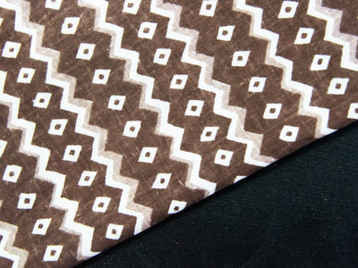 Precut Of 1 Meter Of Brown & White Chevron Cotton Fabric