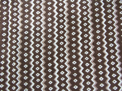 Precut Of 1 Meter Of Brown & White Chevron Cotton Fabric