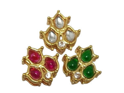 Multicolour Triangular Meena Kundan Stones