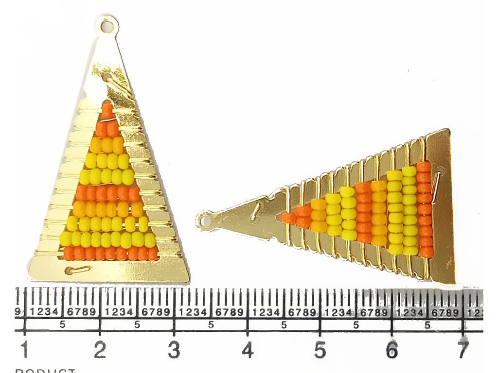 Yellow & Orange Triangle Metal Frame Beads