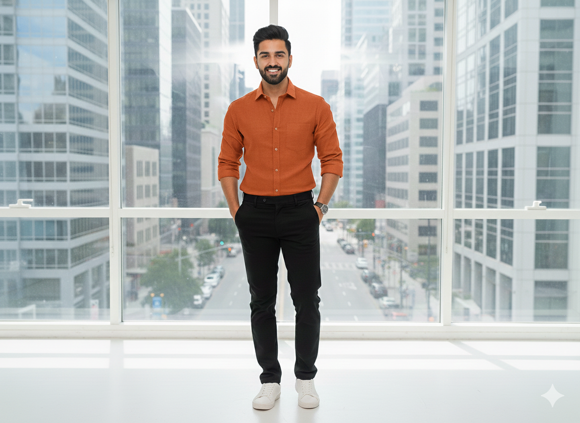 नारंगी सादा सूती लिनन कपड़ा