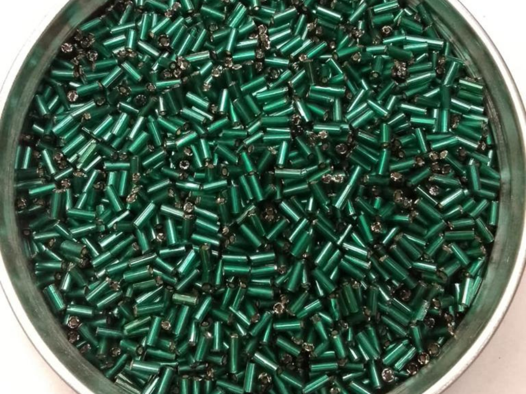 Dark Green Silverline Pipe Glass Seed Beads- 4.5 mm