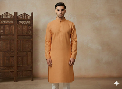 नारंगी सादा सूती लिनन कपड़ा