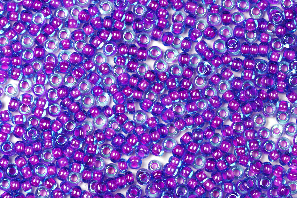 Blue & Purple Preciosa Luster Inside Round Rocailles Seeds Beads