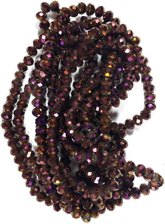 Purple Metallic Rondelle Faceted Crystal Beads