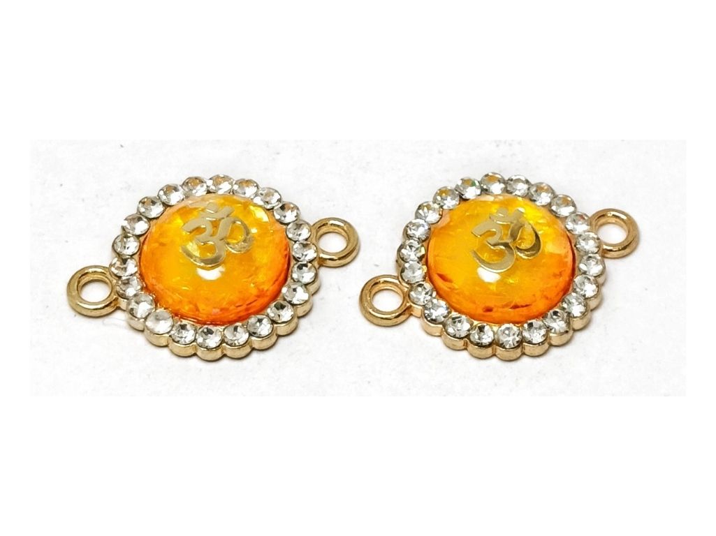 Yellow Om Design Metal Charms with Holes