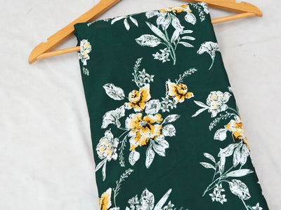 Lincoln Green Multicolor Floral Digital Printed Premium Butter Crepe Fabric
