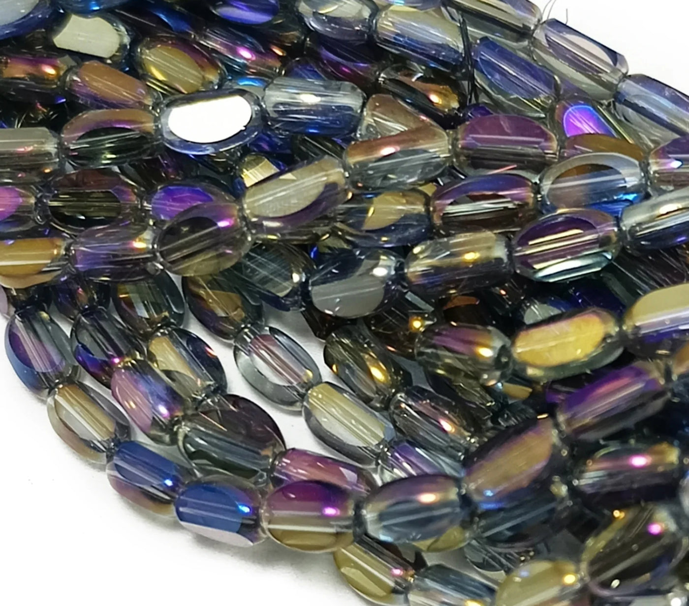 Purple Dual Shade Oval Designer Crystal Beads