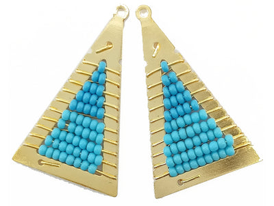 Blue Triangle Metal Frame Beads