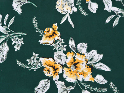 Lincoln Green Multicolor Floral Digital Printed Premium Butter Crepe Fabric