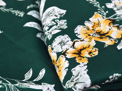 Lincoln Green Multicolor Floral Digital Printed Premium Butter Crepe Fabric
